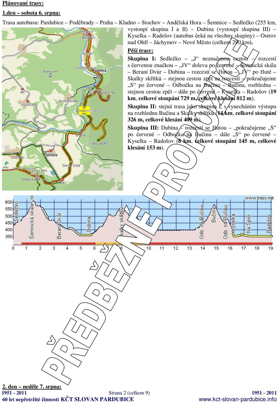 skupiny) Ostrov nad Ohří Jáchymov Nové Město (celkem 290 km).