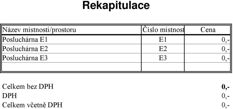 Posluchárna E2 E2 0,- Posluchárna E3 E3