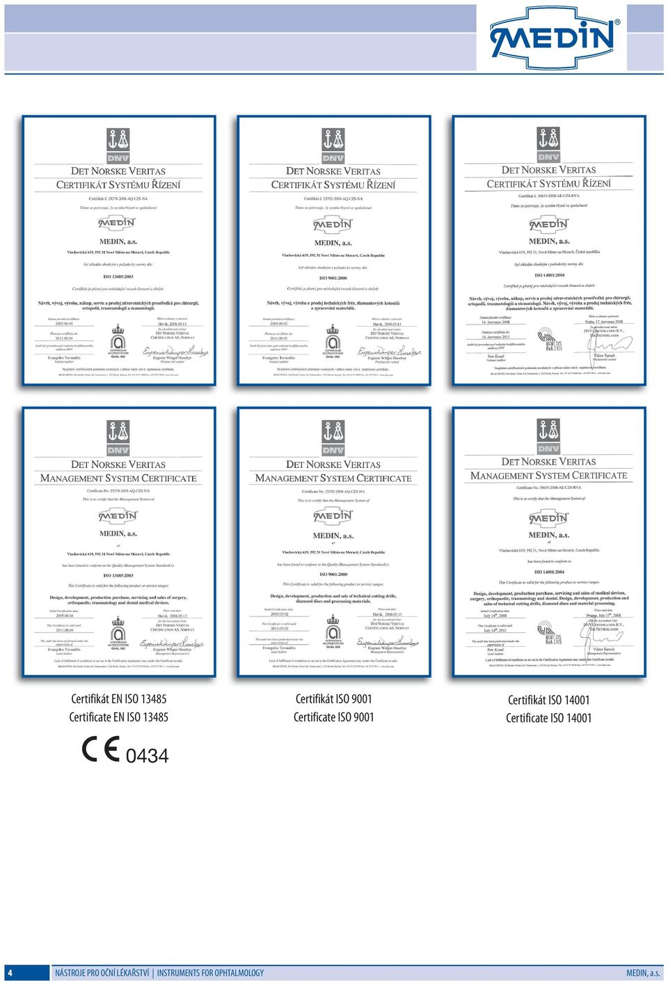 Certificate ISO 9001 Certificate ISO 14001 0434 4