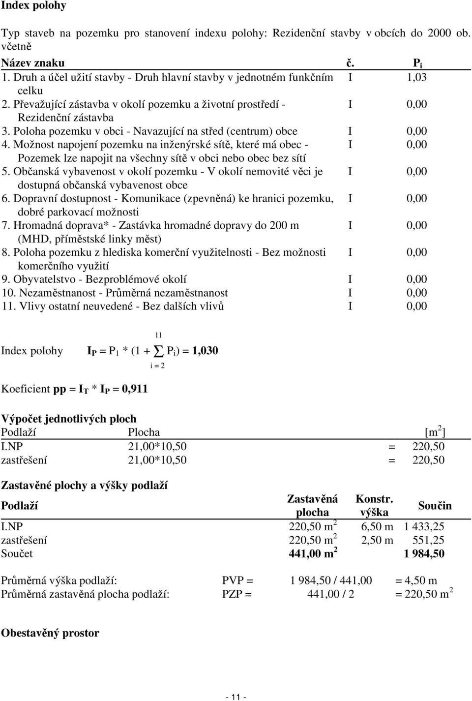 Poloha pozemku v obci - Navazující na střed (centrum) obce I 0,00 4.
