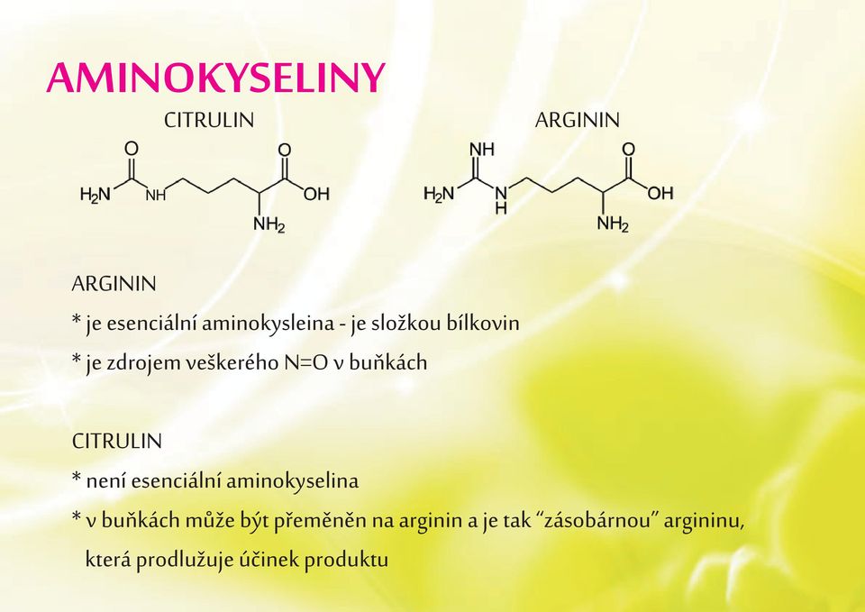 buòkách CITRULIN * není esenciální aminokyselina * v buòkách mùže