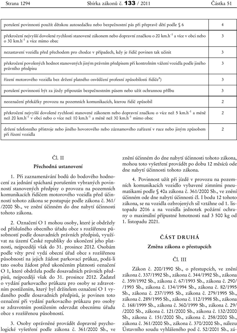 20 km.h -1 a více v obci nebo o 30 km.