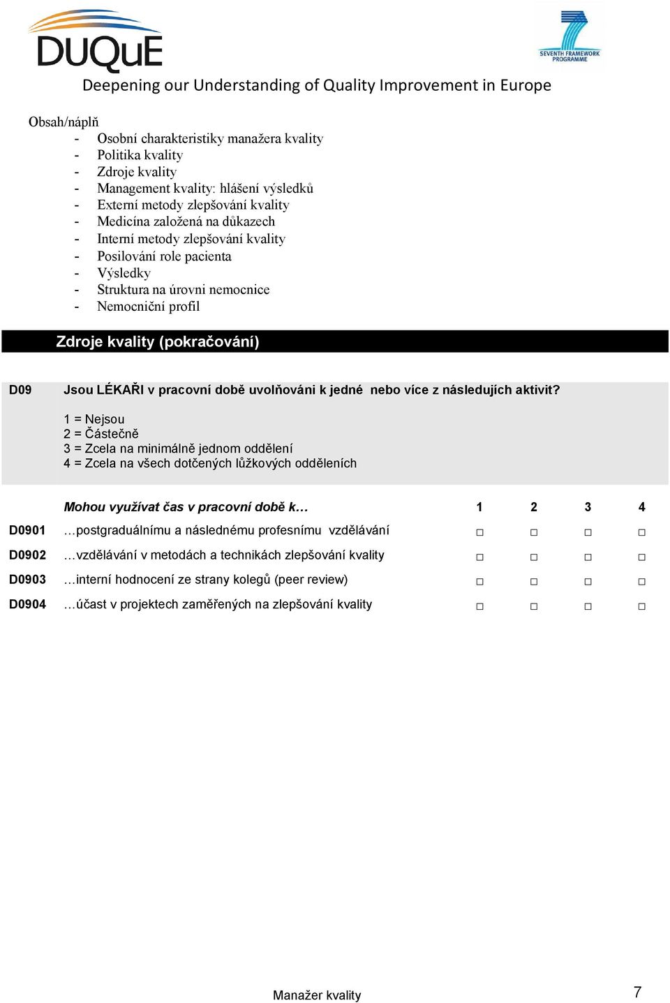 čas v pracovní době k 1 2 3 4 D0901 postgraduálnímu a následnému profesnímu vzdělávání D0902 vzdělávání v metodách a technikách