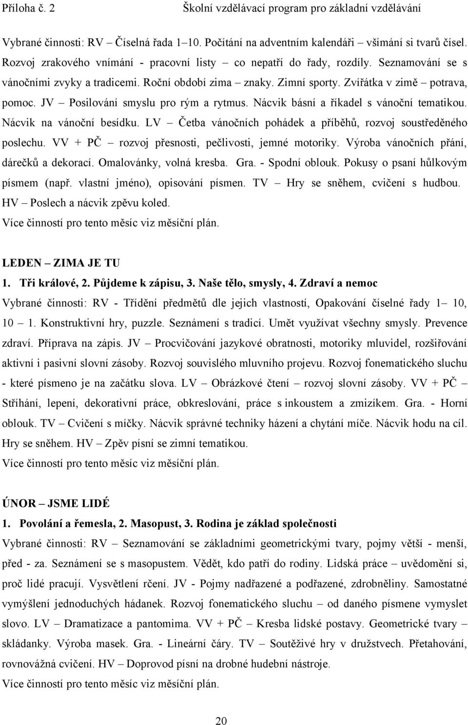 Nácvik na vánoční besídku. LV Četba vánočních pohádek a příběhů, rozvoj soustředěného poslechu. VV + PČ rozvoj přesnosti, pečlivosti, jemné motoriky. Výroba vánočních přání, dárečků a dekorací.