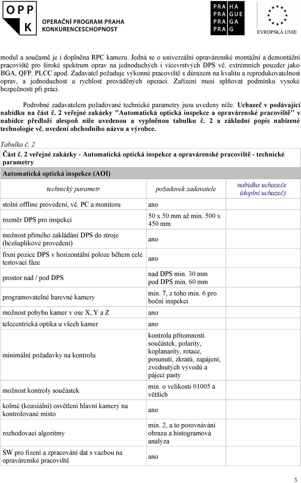 Zařízení musí splňovat podmínku vysoké bezpečnosti při práci. Podrobné zadavatelem požadované technické parametry jsou uvedeny níže. Uchazeč v podávající nabídku na část č.