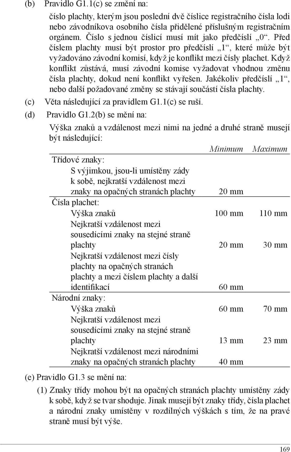 Když konflikt zůstává, musí závodní komise vyžadovat vhodnou změnu čísla plachty, dokud není konflikt vyřešen. Jakékoliv předčíslí 1, nebo další požadované změny se stávají součástí čísla plachty.