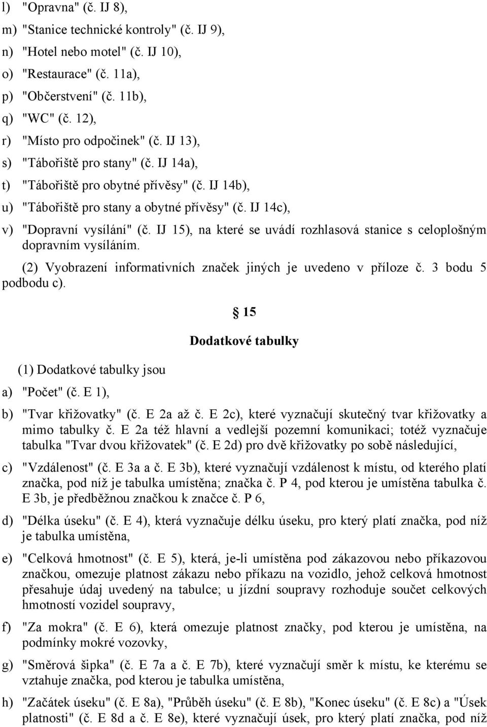 IJ 15), na které se uvádí rozhlasová stanice s celoplošným dopravním vysíláním. (2) Vyobrazení informativních značek jiných je uvedeno v příloze č. 3 bodu 5 podbodu c).