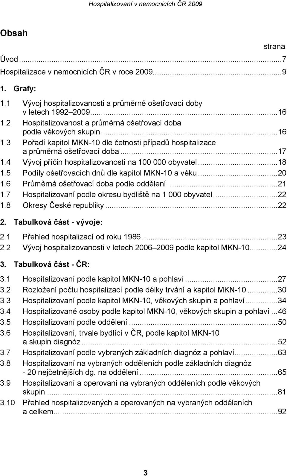 4 Vývoj příčin hospitalizovanosti na 100 000 obyvatel...18 1.5 Podíly ošetřovacích dnů dle kapitol MKN-10 a věku...20 1.6 Průměrná ošetřovací doba podle oddělení...21 1.