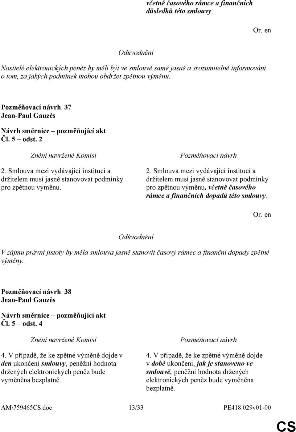 Smlouva mezi vydávající institucí a držitelem musí jasně stanovovat podmínky pro zpětnou výměnu. 2.