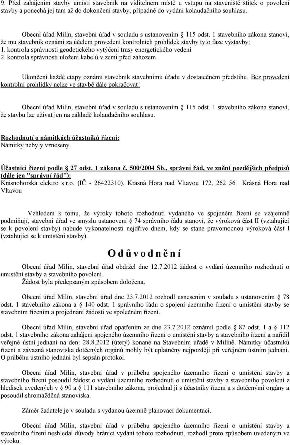 kontrola správnosti geodetického vytýčení trasy energetického vedení 2.
