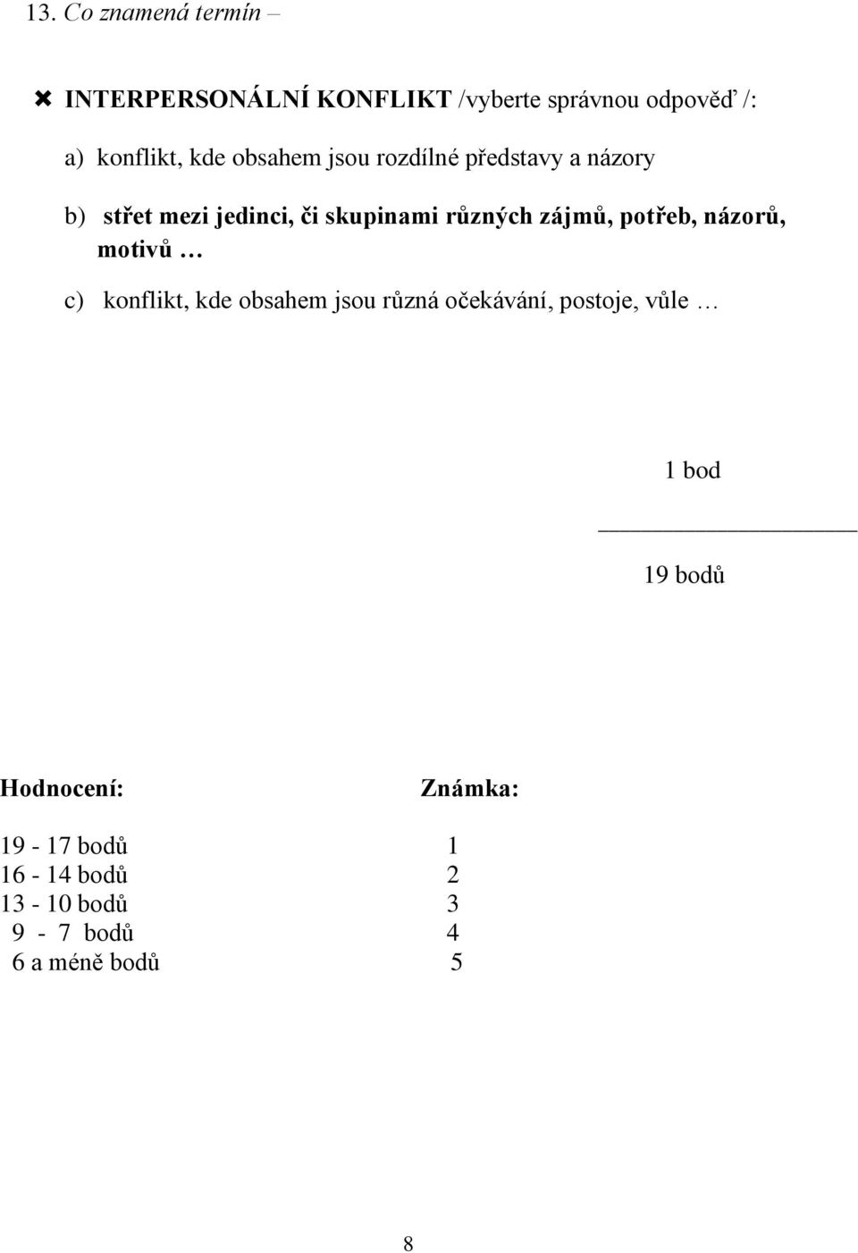 zájmů, potřeb, názorů, motivů c) konflikt, kde obsahem jsou různá očekávání, postoje, vůle