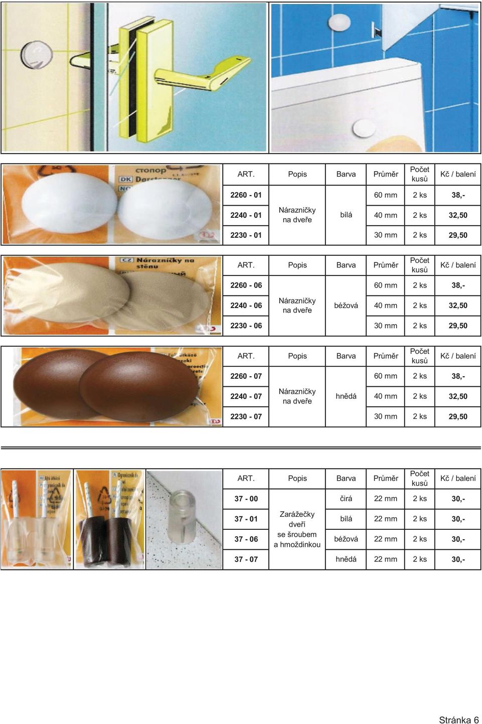 2240-07 Nárazni ky na dve e 40 2 ks 32,50 2230-07 30 2 ks 29,50 37-00 irá 22 2 ks 30,- 37-01 37-06