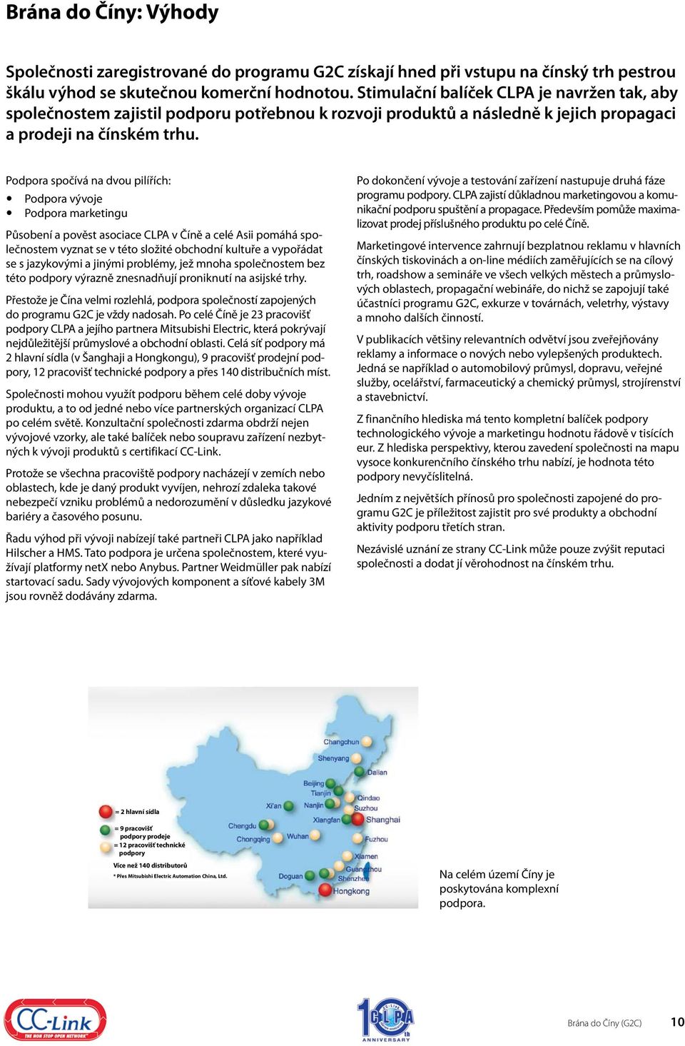 Podpora spočívá na dvou pilířích: y Podpora vývoje y Podpora marketingu Působení a pověst asociace CLPA v Číně a celé Asii pomáhá společnostem vyznat se v této složité obchodní kultuře a vypořádat se