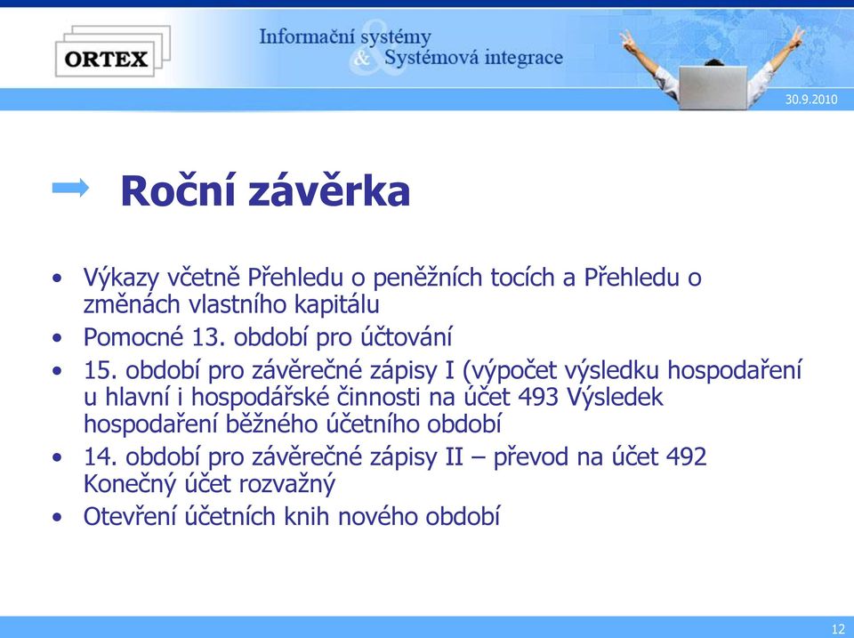 období pro závěrečné zápisy I (výpočet výsledku hospodaření u hlavní i hospodářské činnosti na