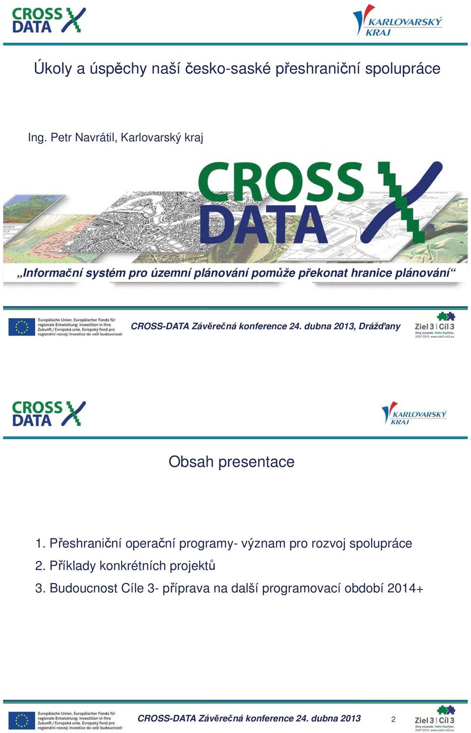 hranice plánování, Dráž any Obsah presentace 1.