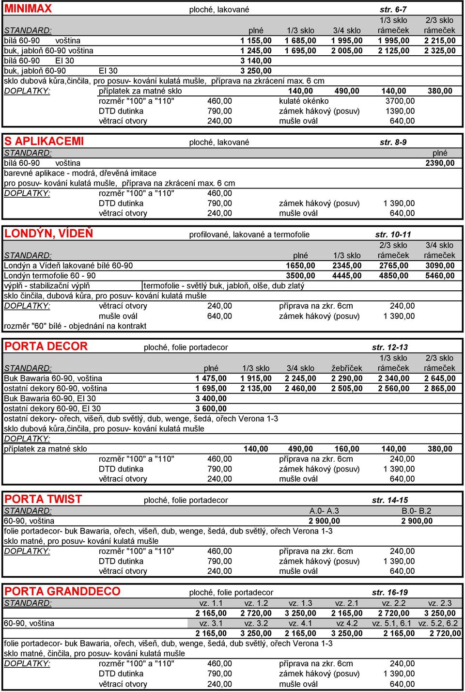 bílá 60-90 EI 30 3 140,00 buk, jabloň 60-90 EI 30 3 250,00 sklo dubová kůra,činčila, pro posuv- kování kulatá mušle, příprava na zkrácení max.