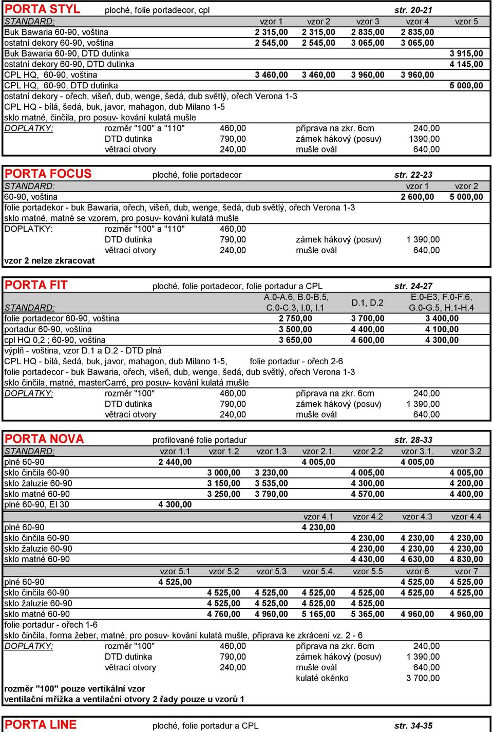 dutinka 3 915,00 ostatní dekory 60-90, DTD dutinka 4 145,00 CPL HQ, 60-90, voština 3 460,00 3 460,00 3 960,00 3 960,00 CPL HQ, 60-90, DTD dutinka 5 000,00 ostatní dekory - ořech, višeň, dub, wenge,