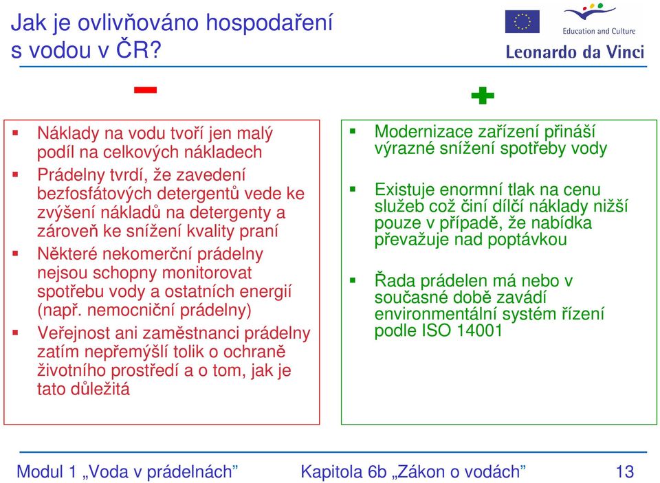 nekomerční prádelny nejsou schopny monitorovat spotřebu vody a ostatních energií (např.