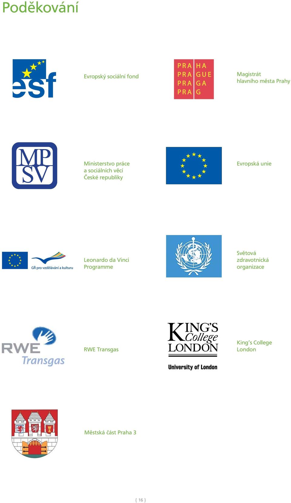 Evropská unie Leonardo da Vinci Programme Světová zdravotnická