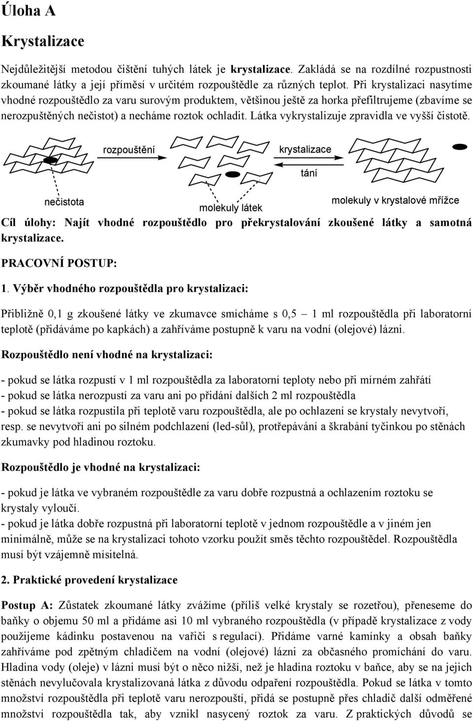 Látka vykrystalizuje zpravidla ve vyšší čistotě.