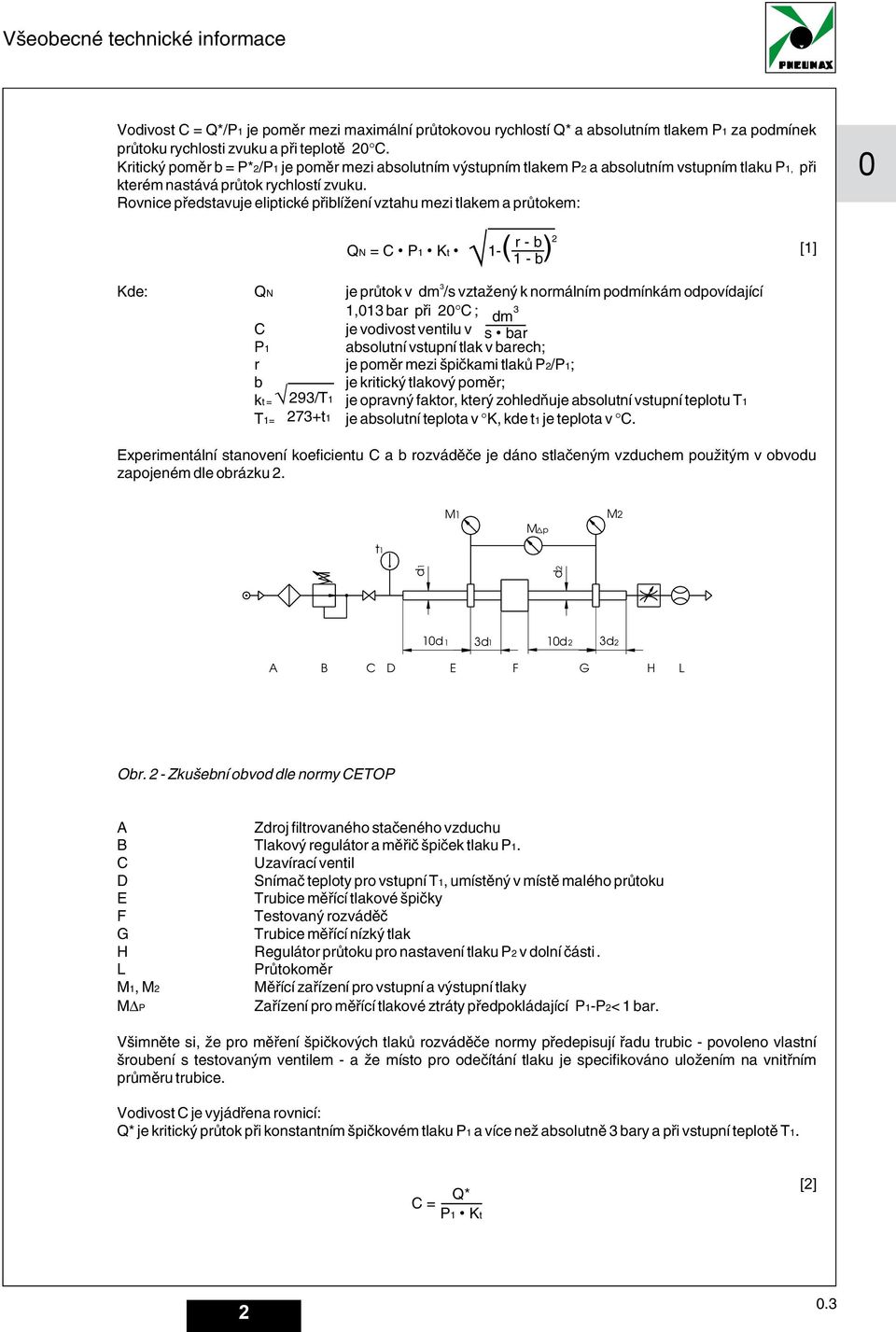 Rovnice představuje eliptické přiblížení vztahu mezi tlakem a průtokem: = C P K N t ) r b [ ] b Kde: N je průtok v dm /s vztažený k normálním podmínkám odpovídající, bar při C ; dm C je vodivost