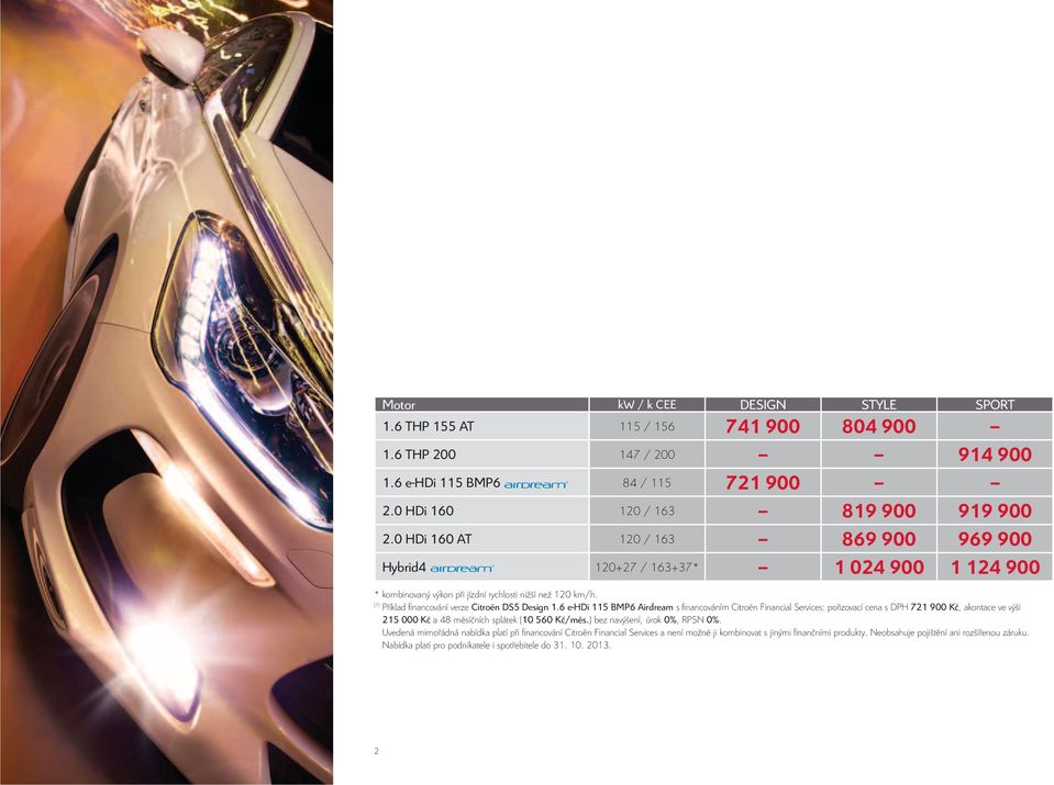 6 e-hdi 115 BMP6 Airdream s fi nancováním Citroën Financial Services: pořizovací cena s DPH 721 900 Kč, akontace ve výši 215 000 Kč a 48 měsíčních splátek (10 560 Kč/měs.