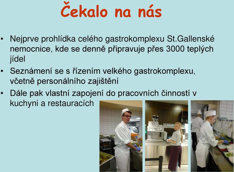 Seznámení se s řízením velkého gastrokomplexu, včetně personálního