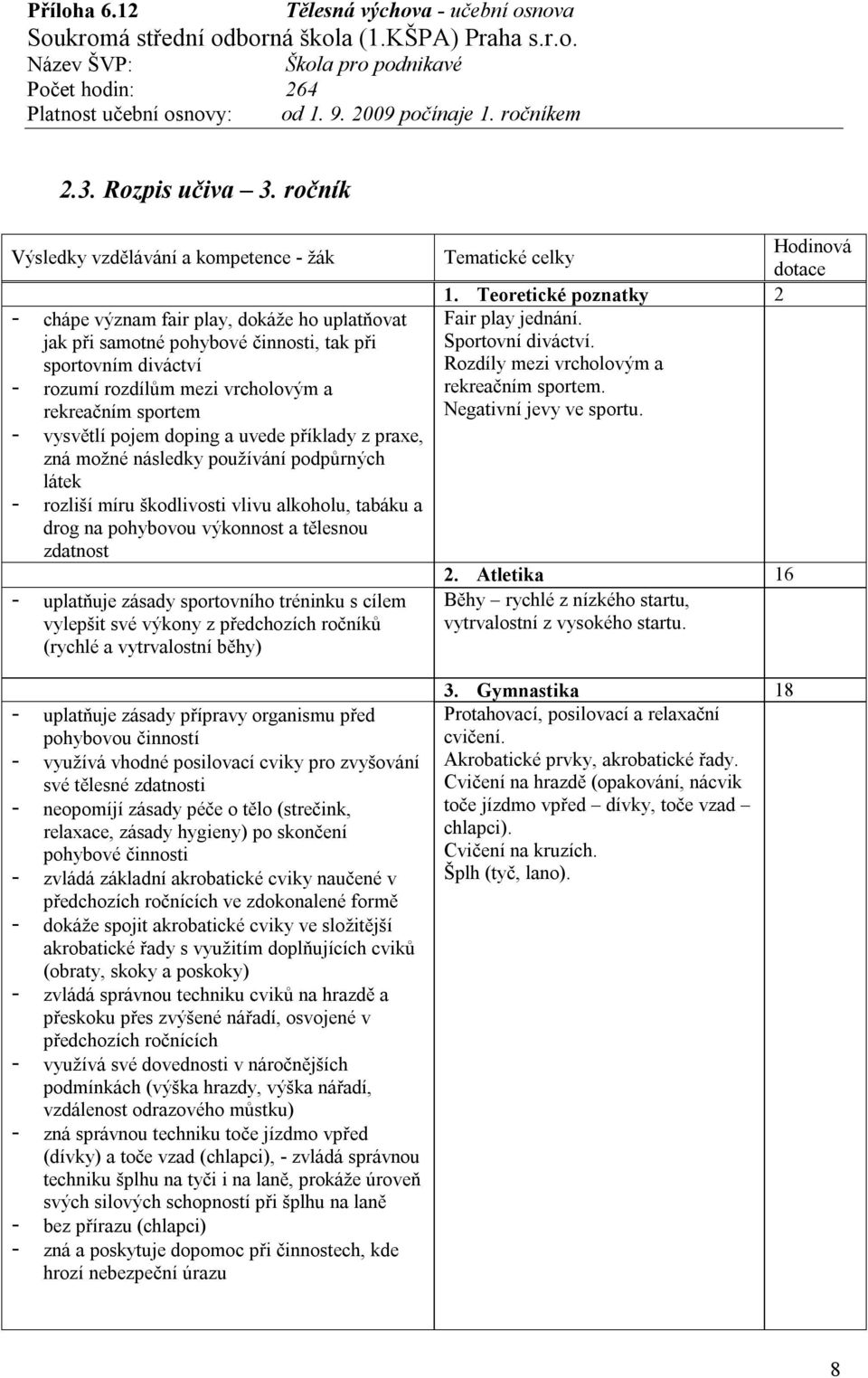 rekreačním sportem - vysvětlí pojem doping a uvede příklady z praxe, zná možné následky používání podpůrných látek - rozliší míru škodlivosti vlivu alkoholu, tabáku a drog na pohybovou výkonnost a
