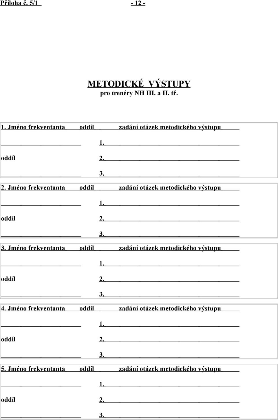 otázek metodického výstupu Jméno frekventanta oddíl zadání otázek metodického výstupu 4.