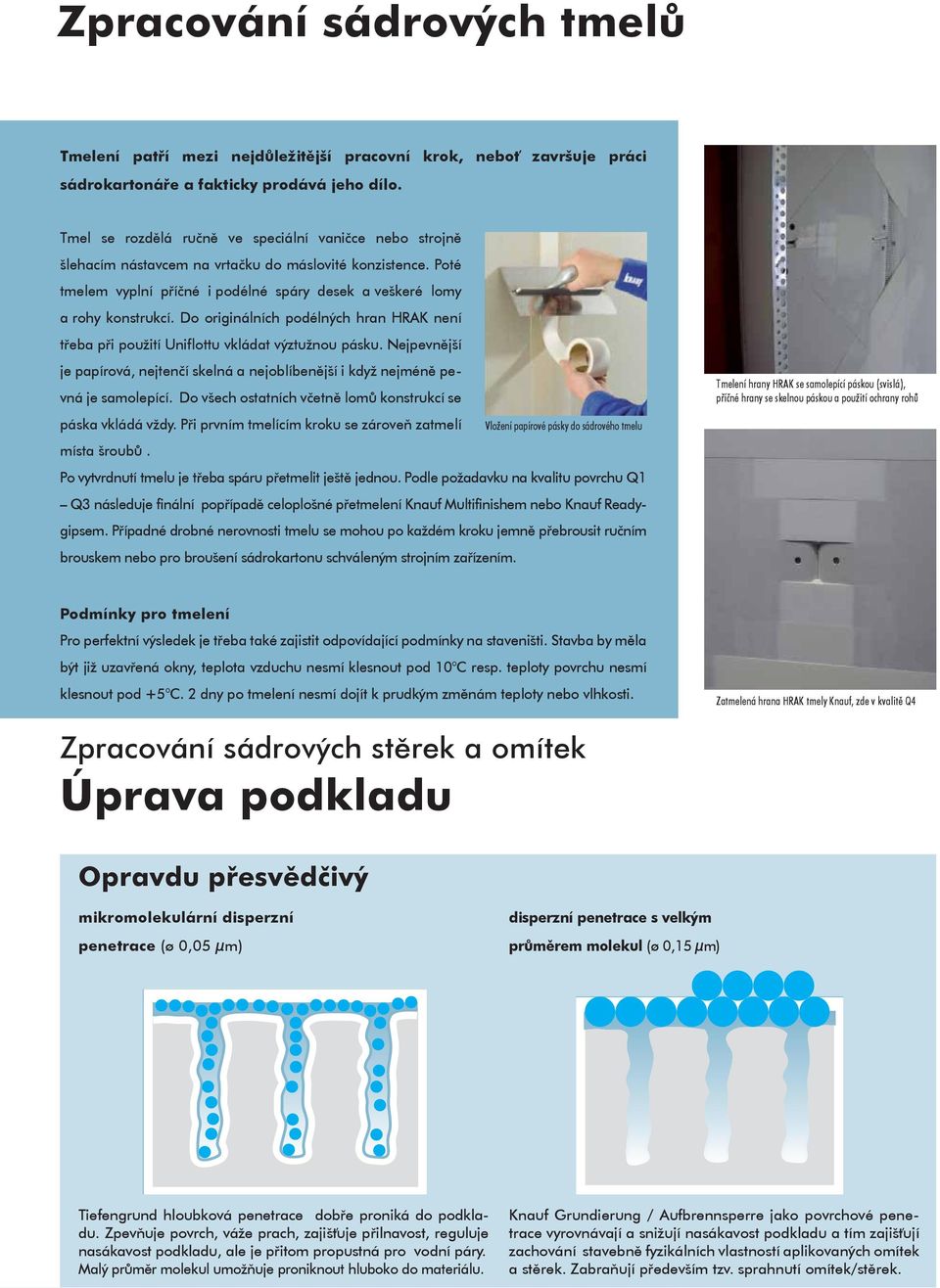 Do originálních podélných hran HRAK není třeba při použití Uniflottu vkládat výztužnou pásku. Nejpevnější je papírová, nejtenčí skelná a nejoblíbenější i když nejméně pevná je samolepící.