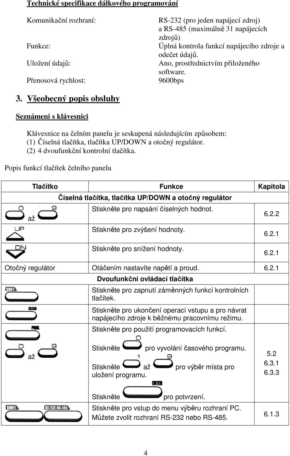 Všeobecný popis obsluhy Seznámeni s klávesnici Klávesnice na čelním panelu je seskupená následujícím způsobem: (1) Číselná tlačítka, tlačítka UP/DOWN a otočný regulátor.