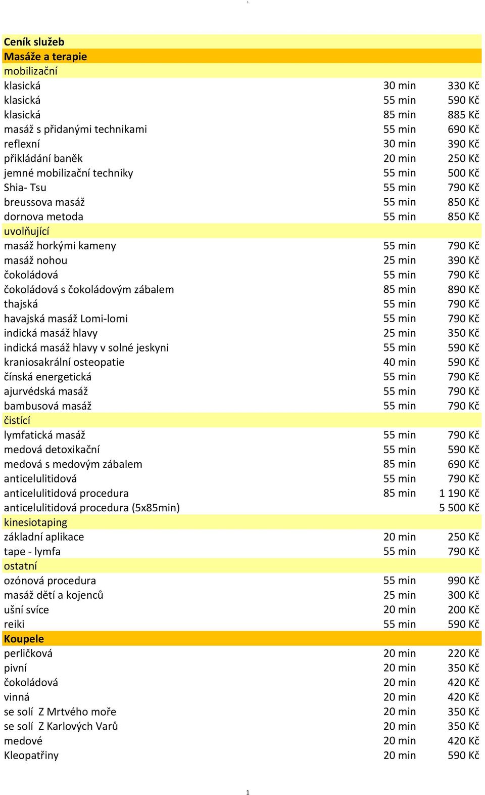 čokoládová 55 min 790 Kč čokoládová s čokoládovým zábalem 85 min 890 Kč thajská 55 min 790 Kč havajská masáž Lomi-lomi 55 min 790 Kč indická masáž hlavy 25 min 3 indická masáž hlavy v solné jeskyni