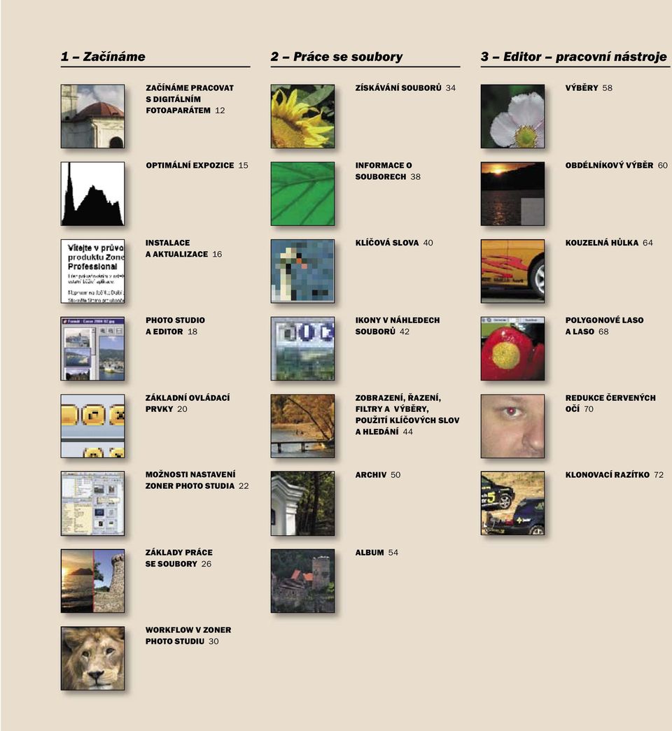 NÁHLEDECH SOUBORŮ 42 POLYGONOVÉ LASO A LASO 68 ZÁKLADNÍ OVLÁDACÍ PRVKY 20 ZOBRAZENÍ, ŘAZENÍ, FILTRY A VÝBĚRY, POUŽITÍ KLÍČOVÝCH SLOV A HLEDÁNÍ 44