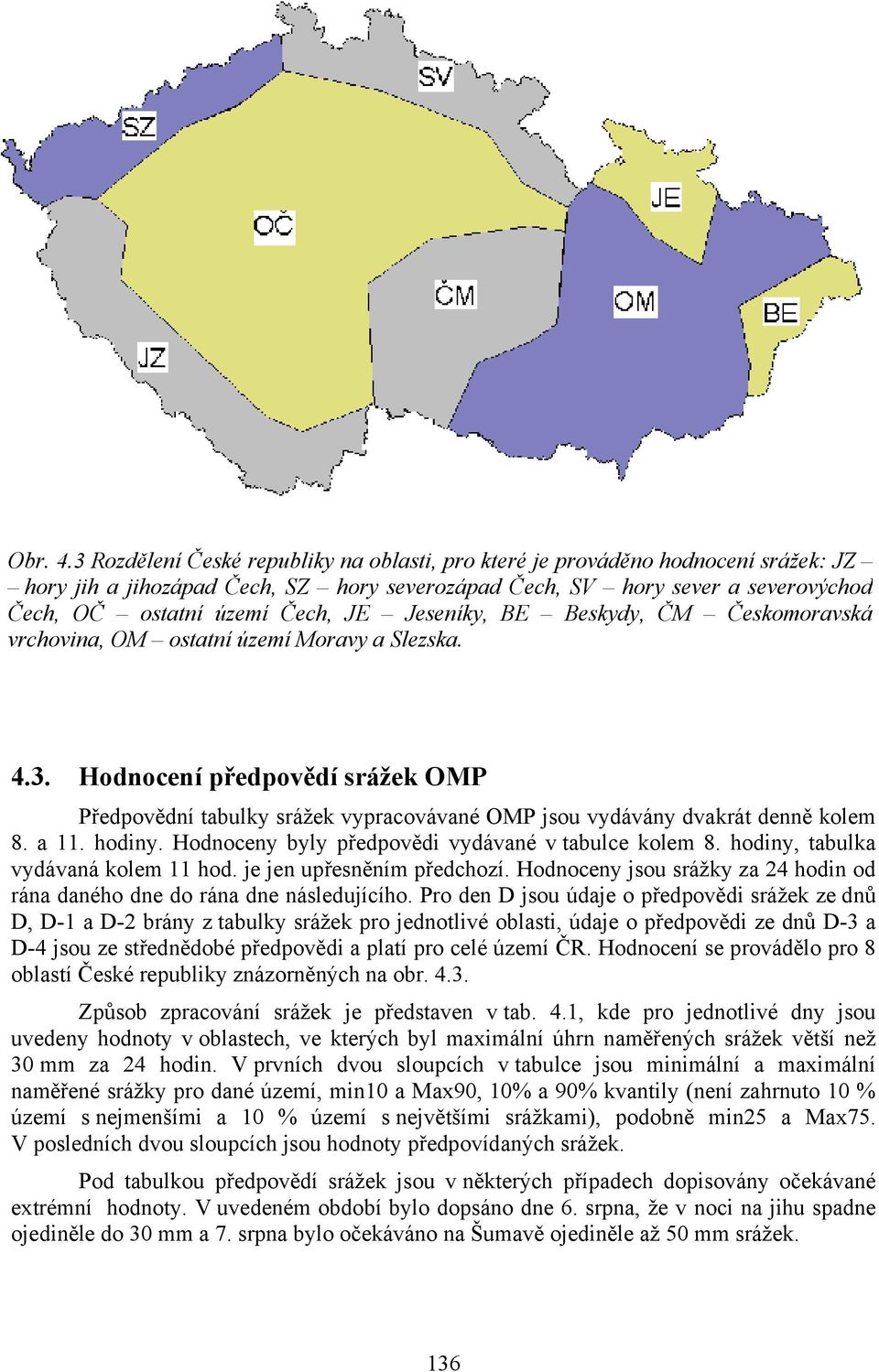 Jeseníky, BE Beskydy, ČM Českomoravská vrchovina, OM ostatní území Moravy a Slezska. 4.3.