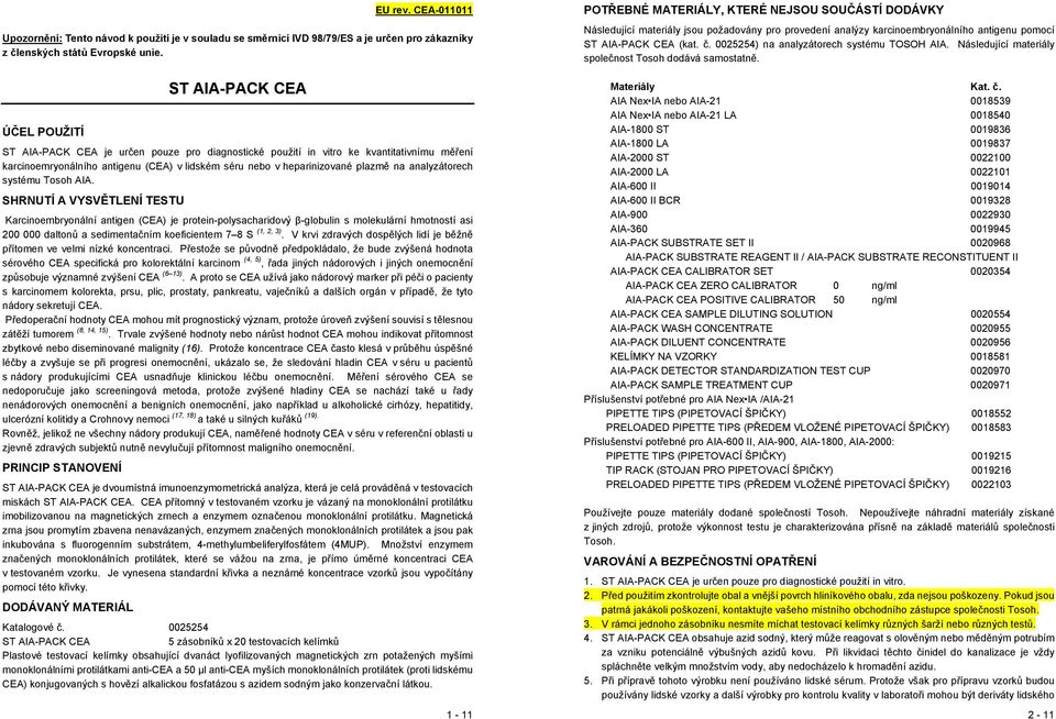 na analyzátorech systému Tosoh AIA.