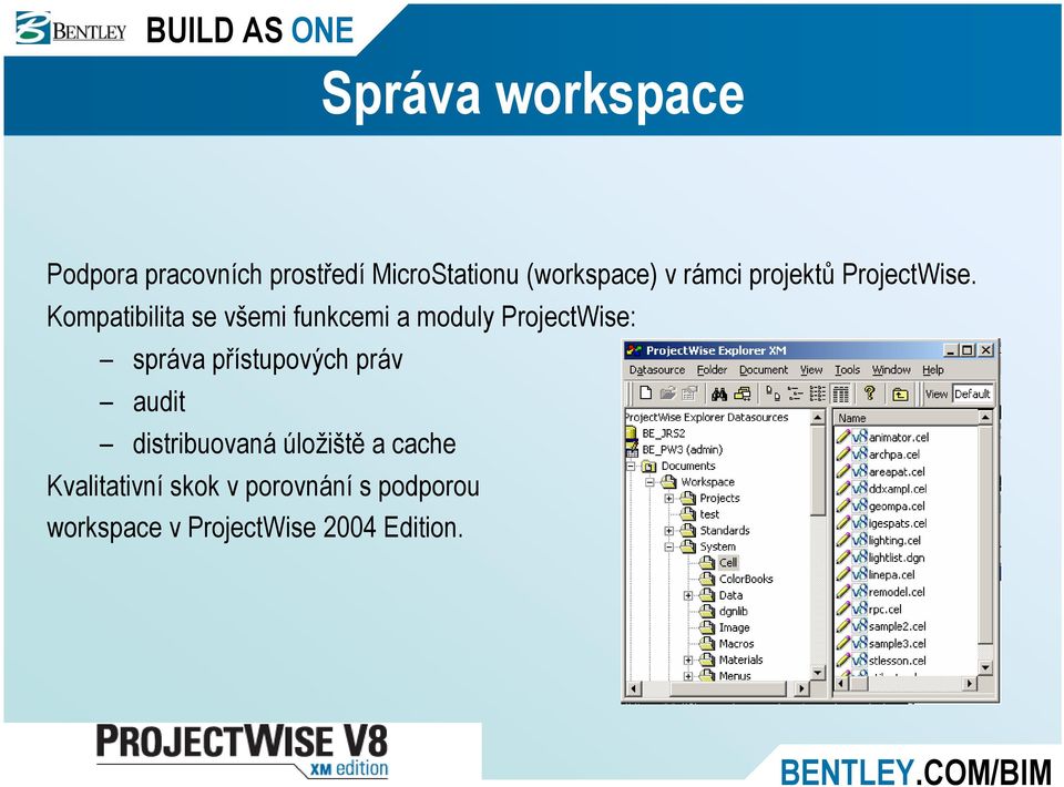 Kompatibilita se všemi funkcemi a moduly ProjectWise: správa přístupových