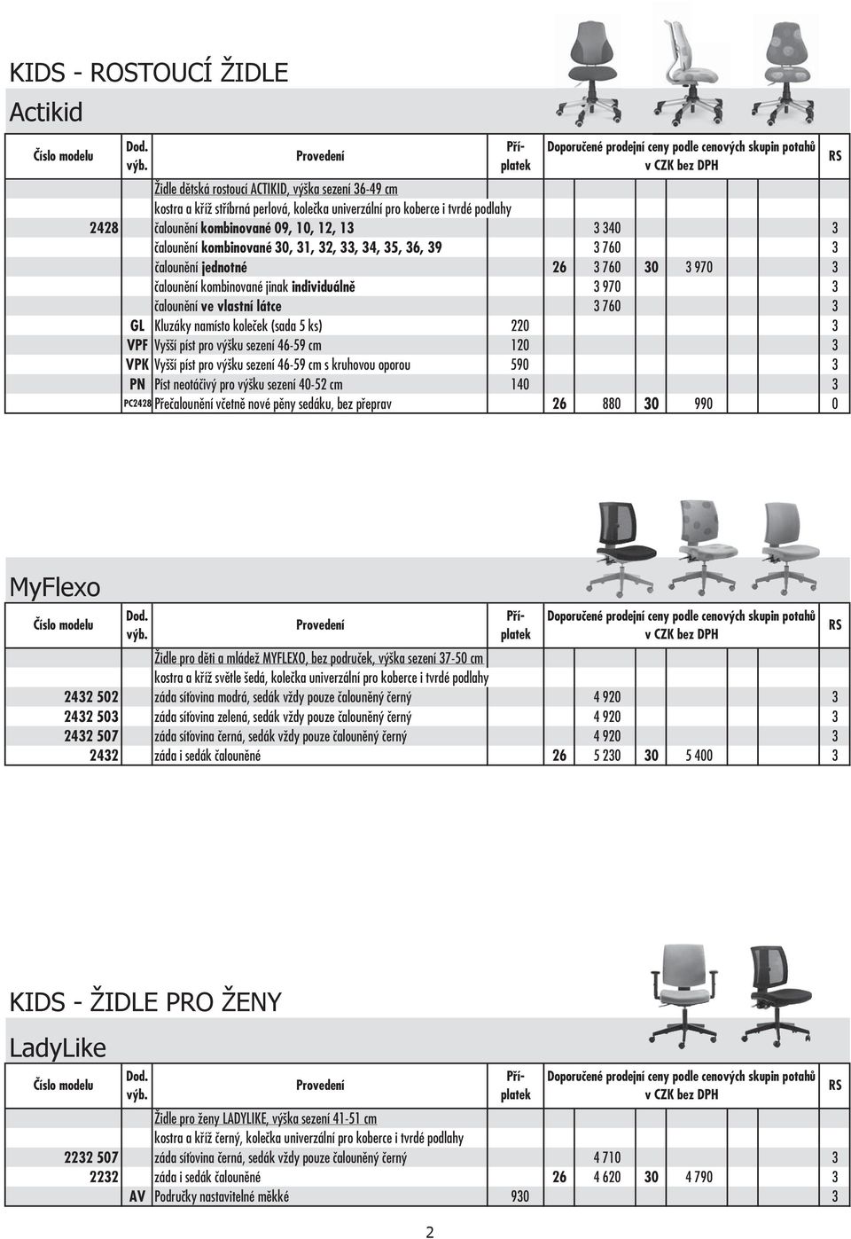 koleček (sada 5 ks) 220 3 VPF Vyšší píst pro výšku sezení 46-59 cm 120 3 VPK Vyšší píst pro výšku sezení 46-59 cm s kruhovou oporou 590 3 PN Píst neotáčivý pro výšku sezení 40-52 cm 140 3 PC2428