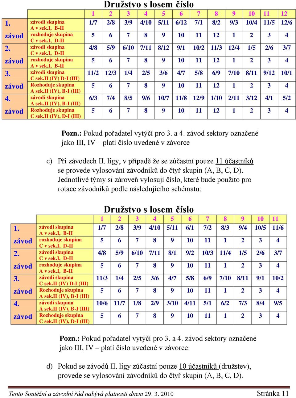 ii (IV), D-I (III) Druţstvo s losem číslo 1 2 3 4 5 6 7 8 9 10 11 12 1/7 2/8 3/9 4/10 5/11 6/12 7/1 8/2 9/3 10/4 11/5 12/6 5 6 7 8 9 10 11 12 1 2 3 4 4/8 5/9 6/10 7/11 8/12 9/1 10/2 11/3 12/4 1/5 2/6