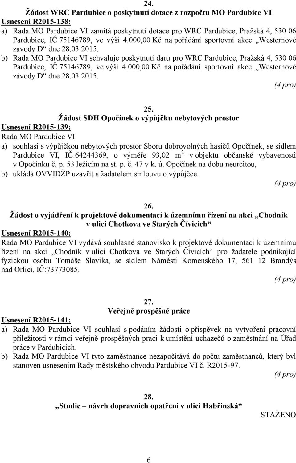 000,00 Kč na pořádání sportovní akce Westernové závody D dne 28.03.2015. 25.