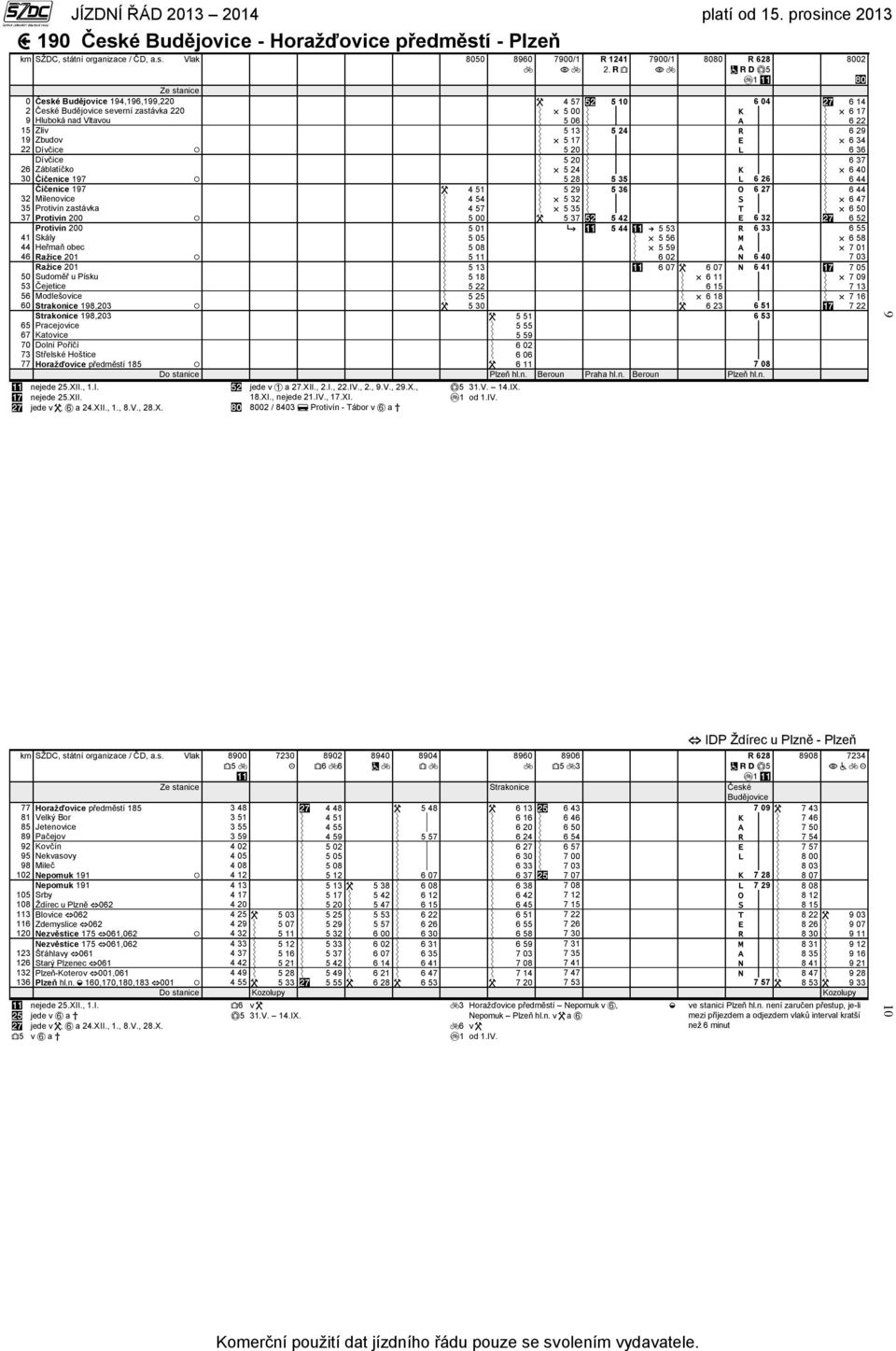 í - Plzeň km SŽDC, st