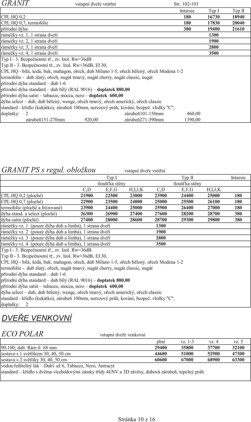 Rw=36dB Typ II - 3. Bezpe nostní t., zv. Izol.