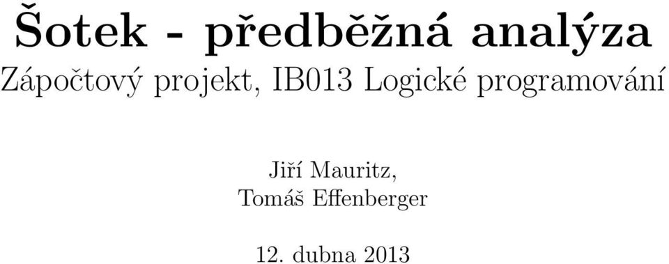 Logické programování Jiří