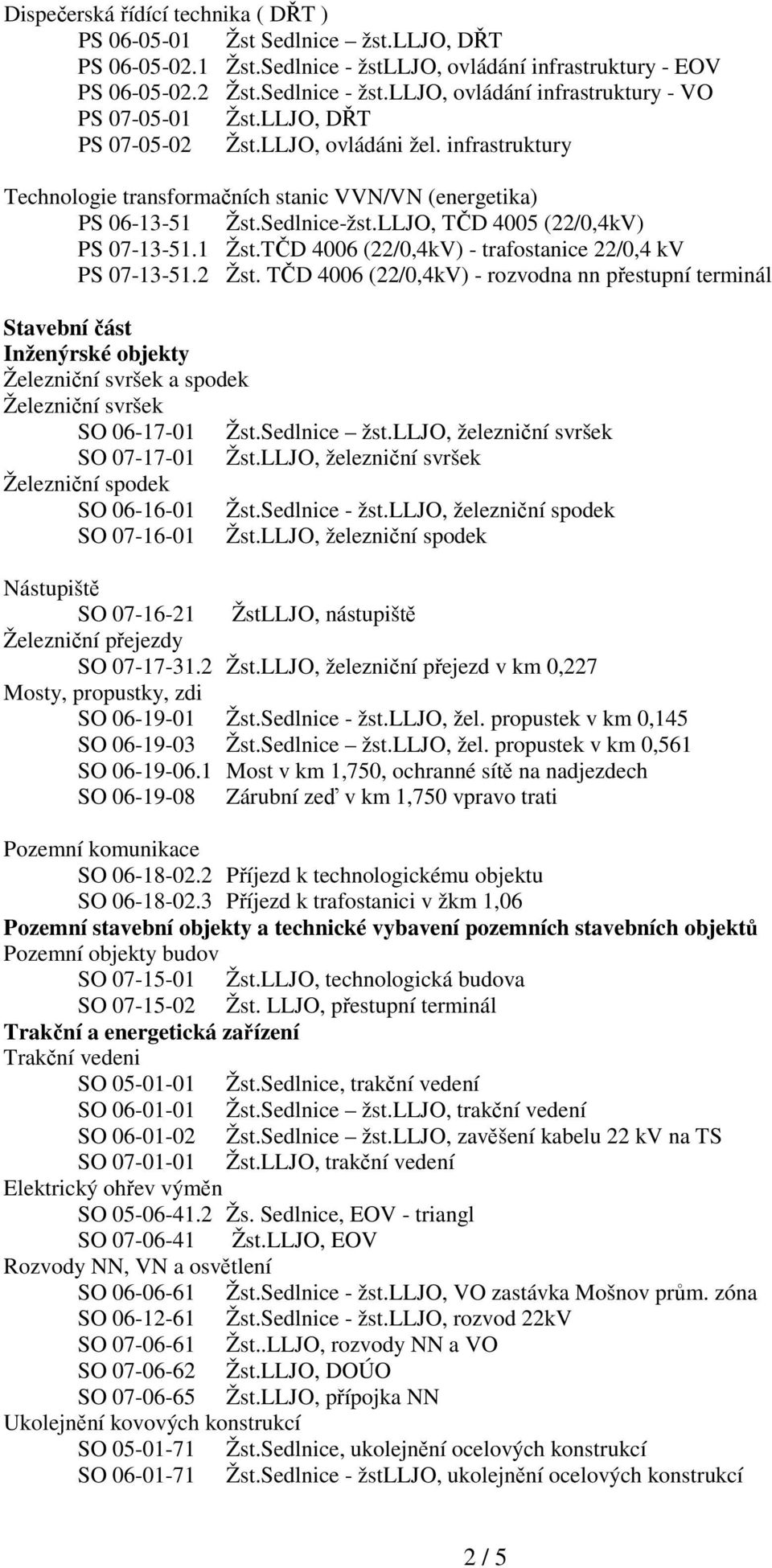 2 Žst. TČD 4006 (22/0,4kV) - rozvodna nn přestupní terminál Stavební část Inženýrské objekty Železniční svršek a spodek Železniční svršek SO 06-17-01 Žst.Sedlnice žst.