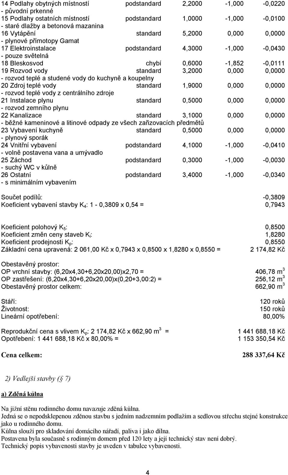 - rozvod teplé a studené vody do kuchyně a koupelny 20 Zdroj teplé vody standard 1,9000 0,000 0,0000 - rozvod teplé vody z centrálního zdroje 21 Instalace plynu standard 0,5000 0,000 0,0000 - rozvod