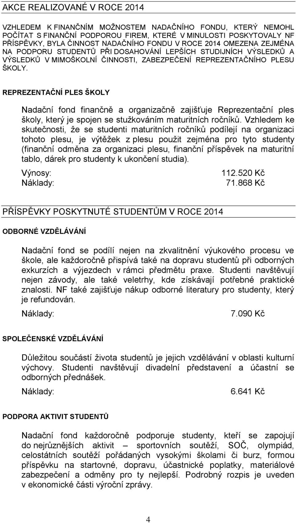 REPREZENTAČNÍ PLES ŠKOLY Nadační fond finančně a organizačně zajišťuje Reprezentační ples školy, který je spojen se stužkováním maturitních ročníků.