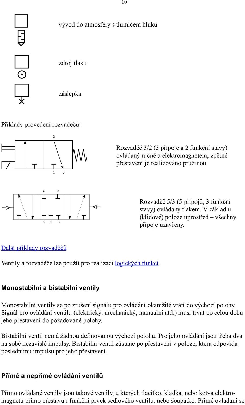 Další příklady rozvaděčů Ventily a rozvaděče lze použít pro realizaci logických funkcí.