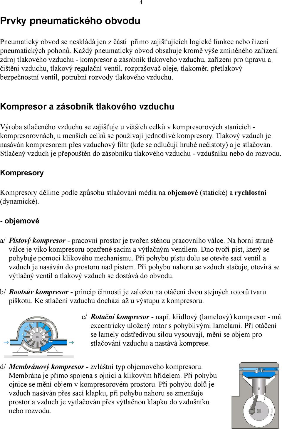 rozprašovač oleje, tlakoměr, přetlakový bezpečnostní ventil, potrubní rozvody tlakového vzduchu.