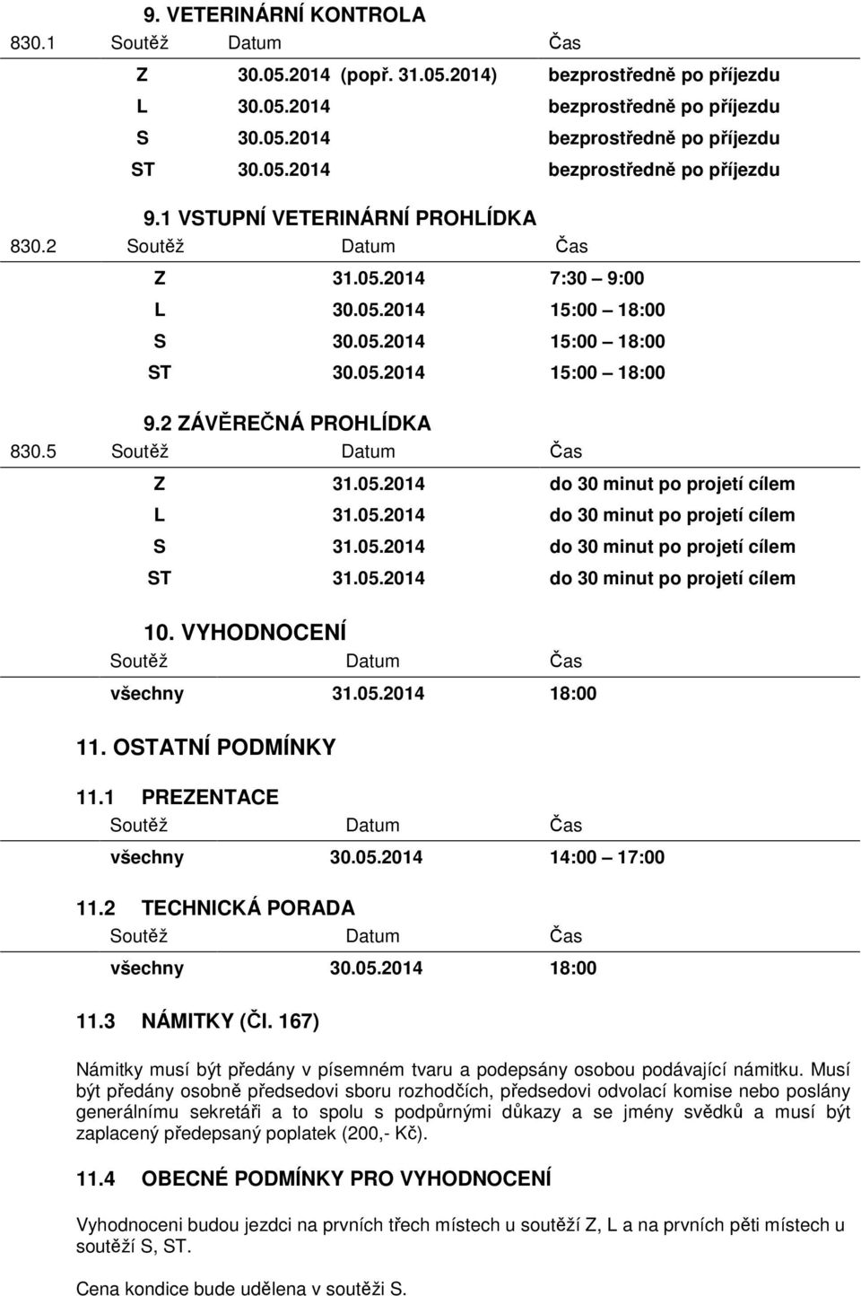 5 Soutěž Datum Čas Z 31.05.2014 do 30 minut po projetí cílem L 31.05.2014 do 30 minut po projetí cílem S 31.05.2014 do 30 minut po projetí cílem ST 31.05.2014 do 30 minut po projetí cílem 10.