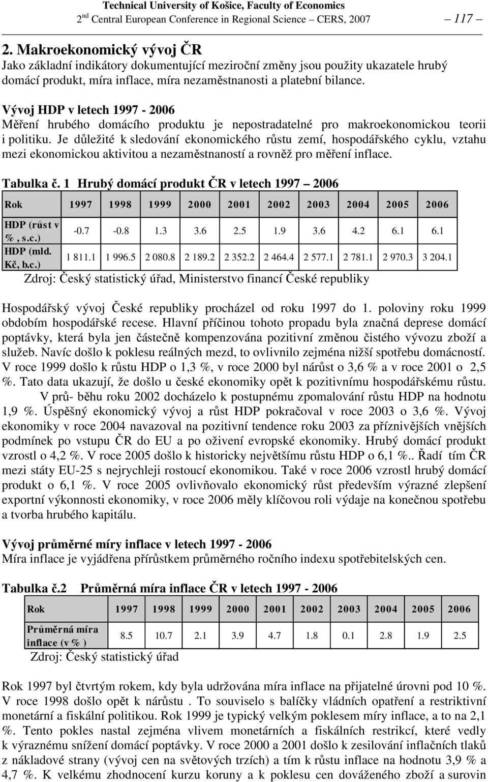 Vývoj HDP v letech 1997-2006 Měření hrubého domácího produktu je nepostradatelné pro makroekonomickou teorii i politiku.