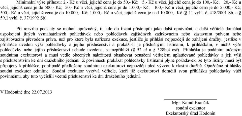 Při rozvrhu podstaty se mohou oprávněný, ti, kdo do řízení přistoupili jako další oprávnění, a další věřitelé domáhat uspokojení jiných vymahatelných pohledávek nebo pohledávek zajištěných